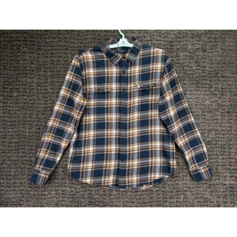 Lucky Brand Shirt Mens Large Blue Plaid Flannel Long Sleeve Outdoor Cabincore